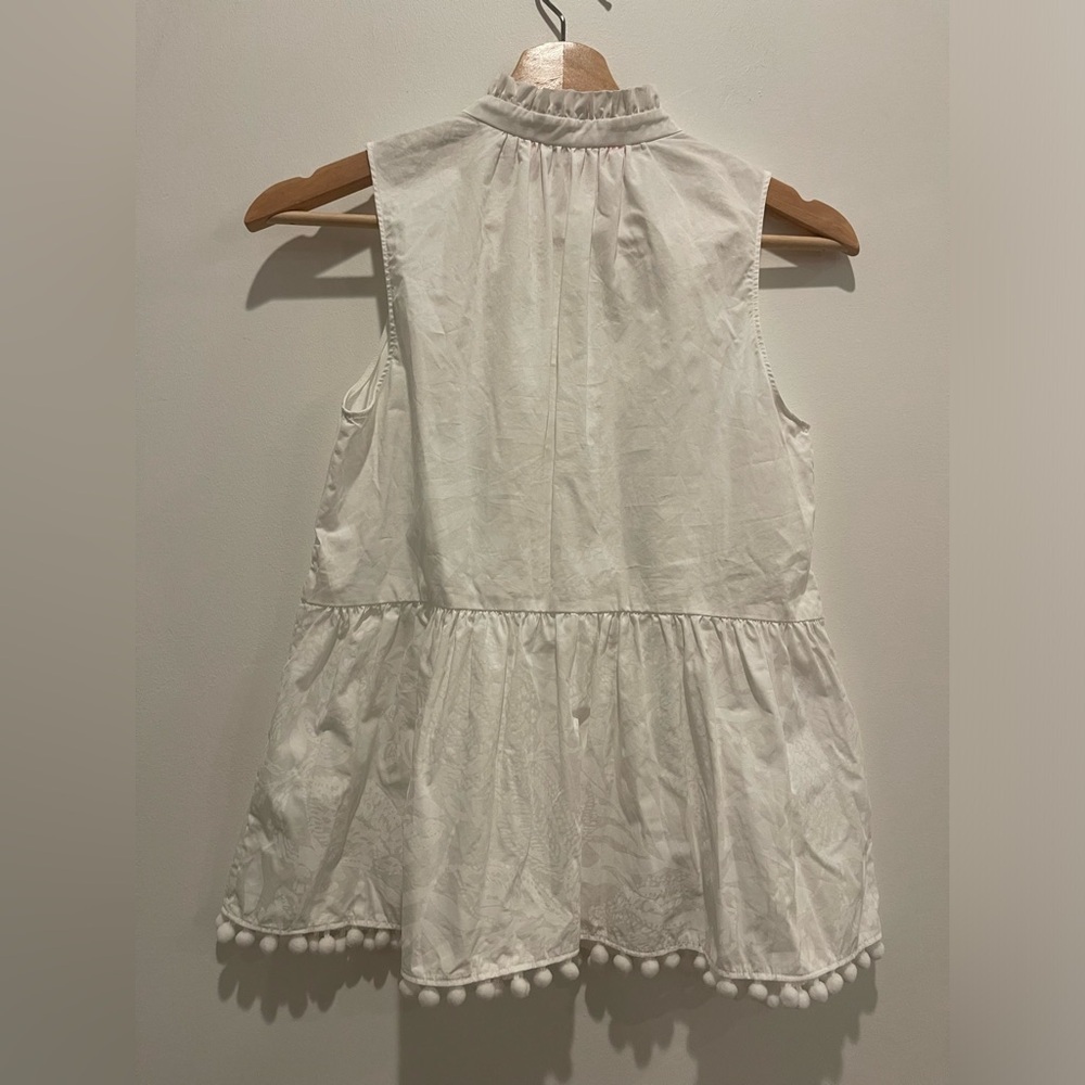 Lilly Pulitzer Novella Pom Pom Ruffle Sleeveless Blouse Top Size XXS - Picture 5 of 7